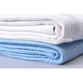 Natural Comfort White And Blue Pure Color Plain Style, Light Weight Queen Size Wholesale Embossed Blanket